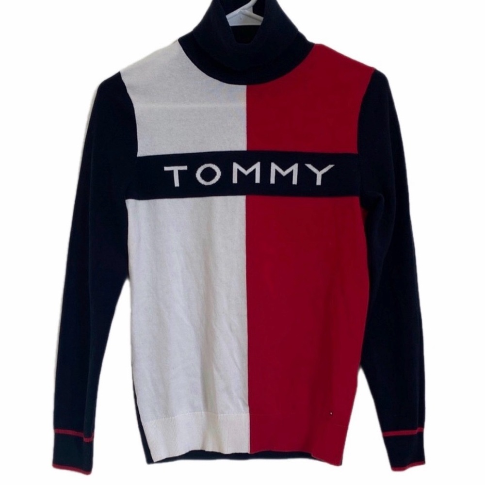 Tommy Hilfiger Stella women’s Color blocked Logo Turtleneck Sweater SizeS/P